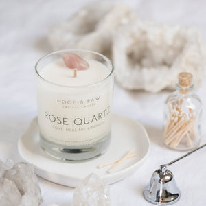 Rose Quartz, Essential Oil Crystal Candle