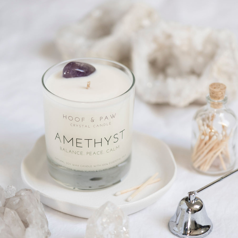 Amethyst, Essential Oil Crystal Candle