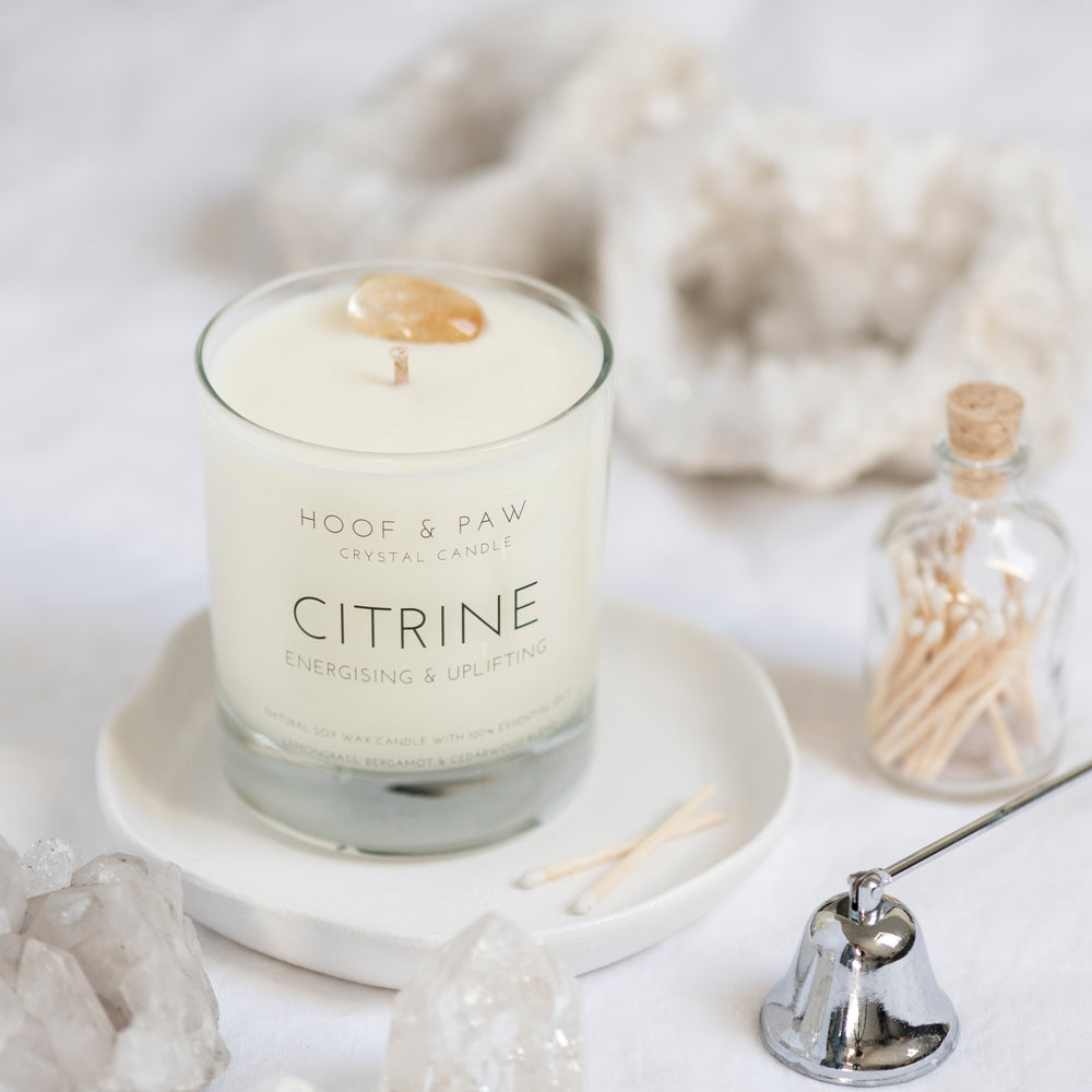 Citrine, Essential Oil Crystal Candle