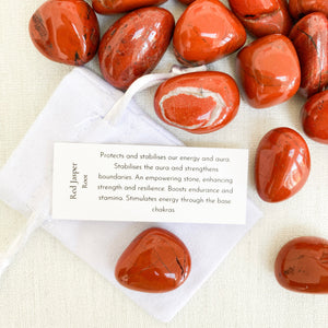 Red Jasper tumblestone (description card included)