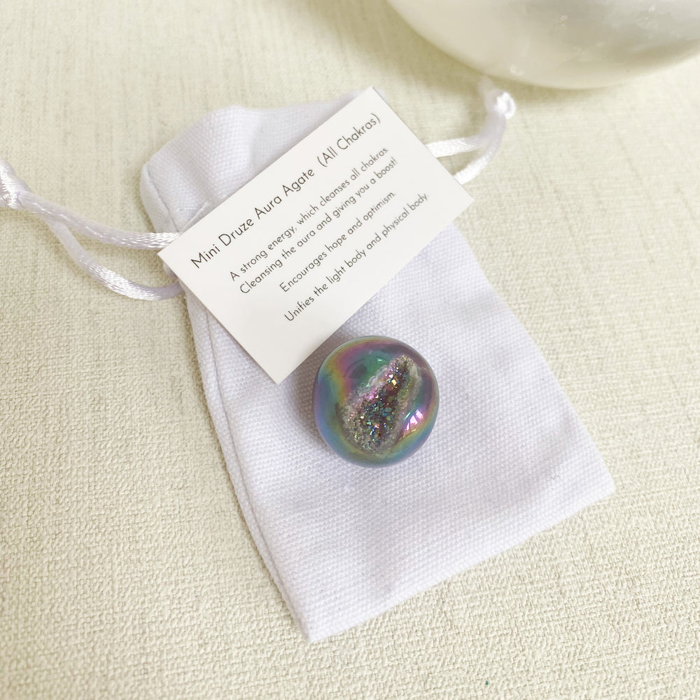 Mini Druze Aura Agate (with description card)