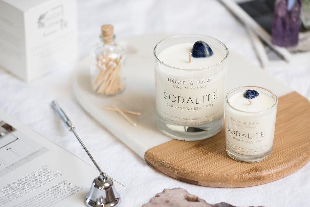 Sodalite, Essential Oil Crystal Candle