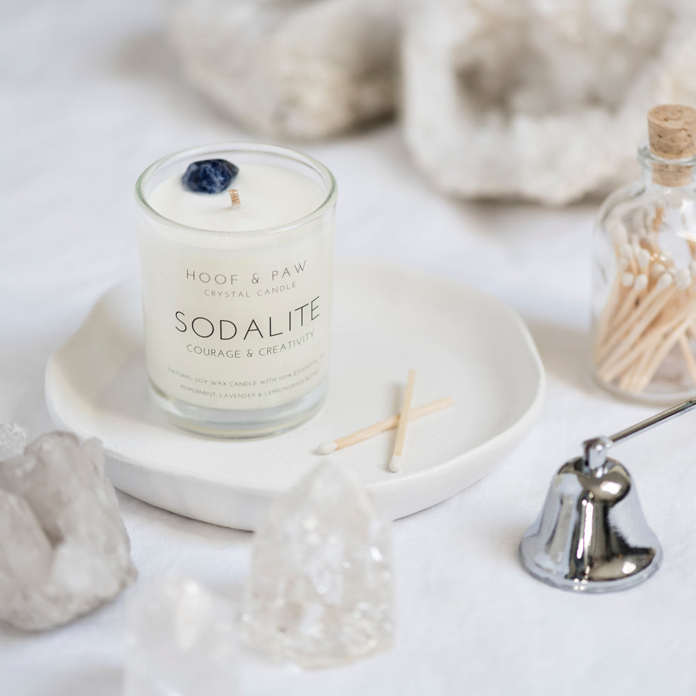 
            
                Load image into Gallery viewer, Sodalite, Essential Oil, Travel Crystal Candle
            
        
