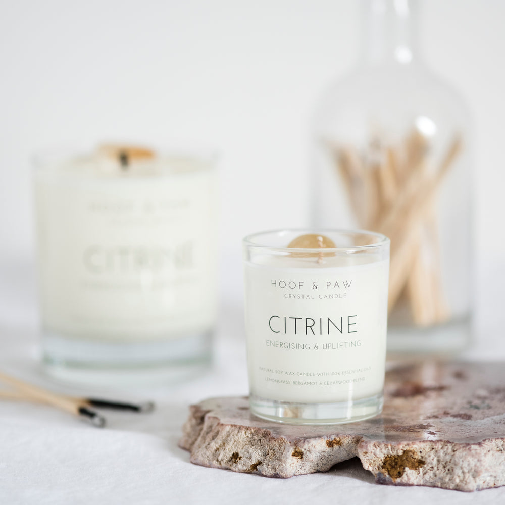 Citrine, Essential Oil, Travel Crystal Candle