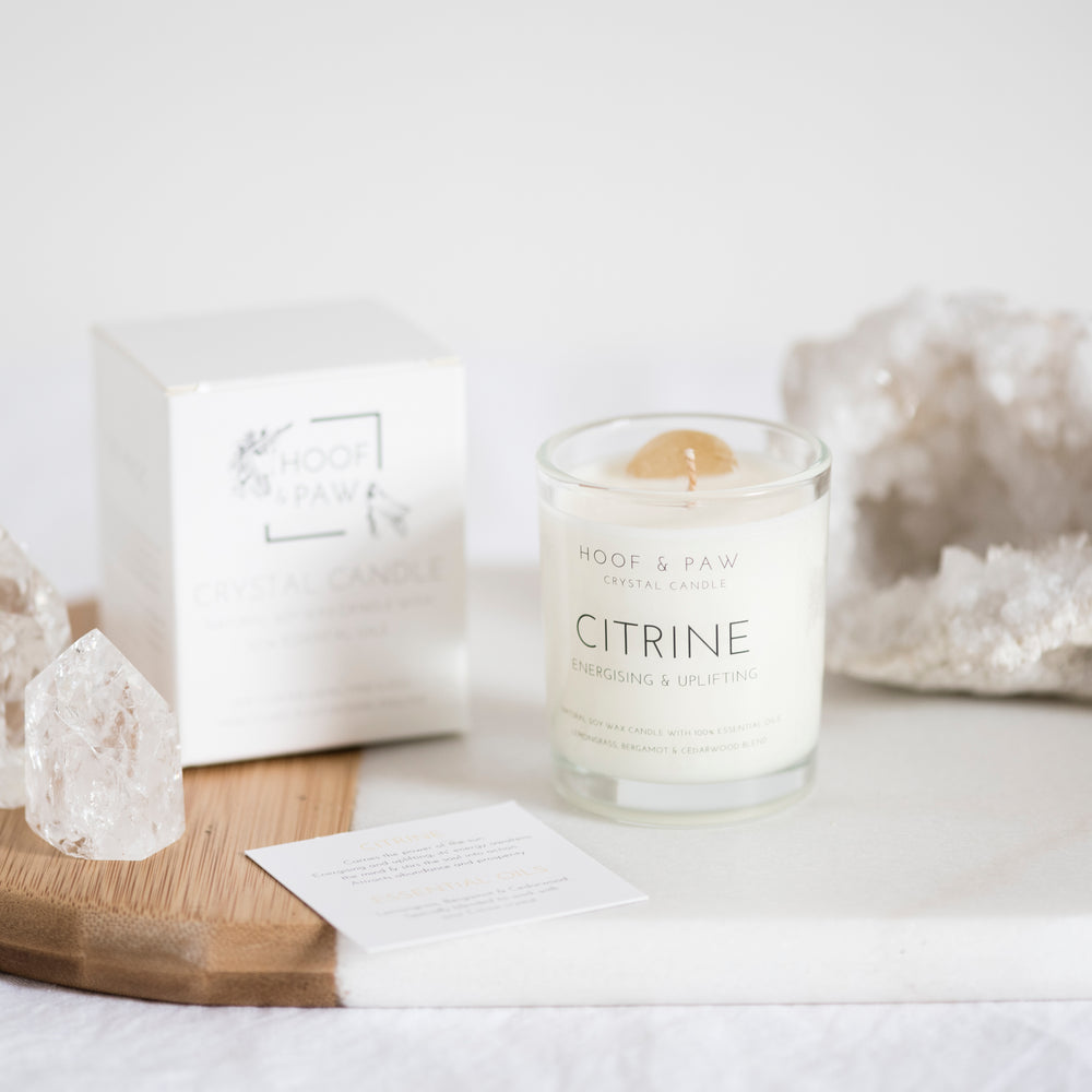 Citrine, Essential Oil, Travel Crystal Candle