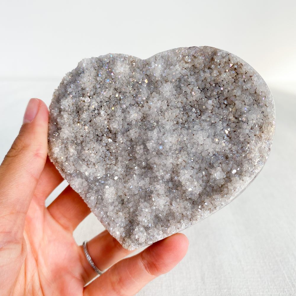 Angel Aura Agate Druzy Heart