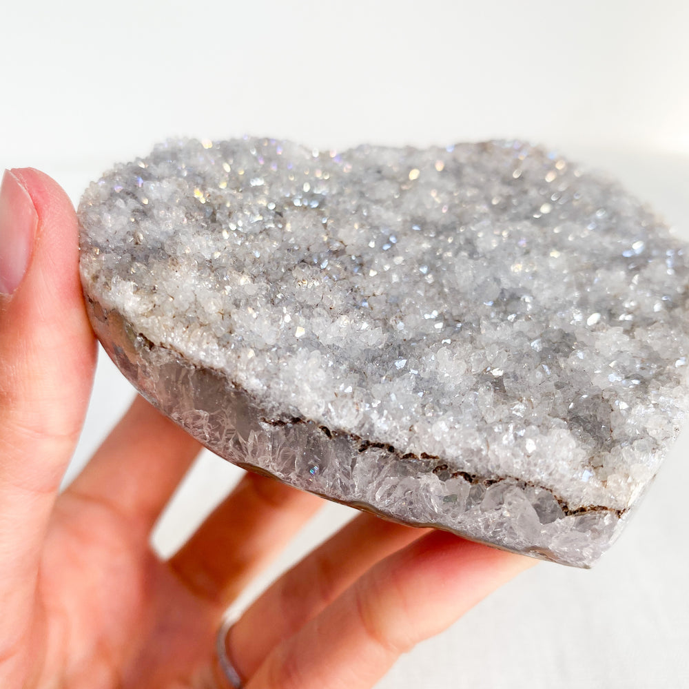 Angel Aura Agate Druzy Heart