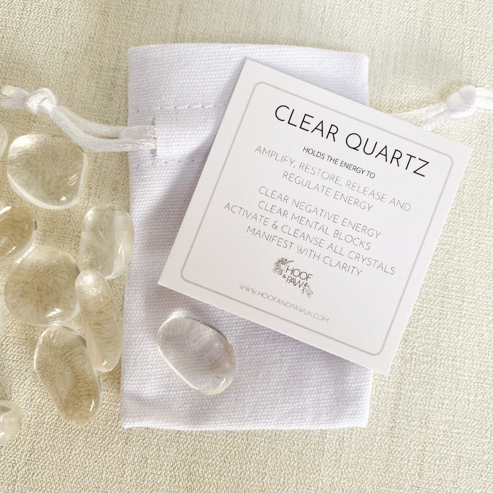 Clear Quartz Tumble stone. Brazil, Extra Quality (with description card)