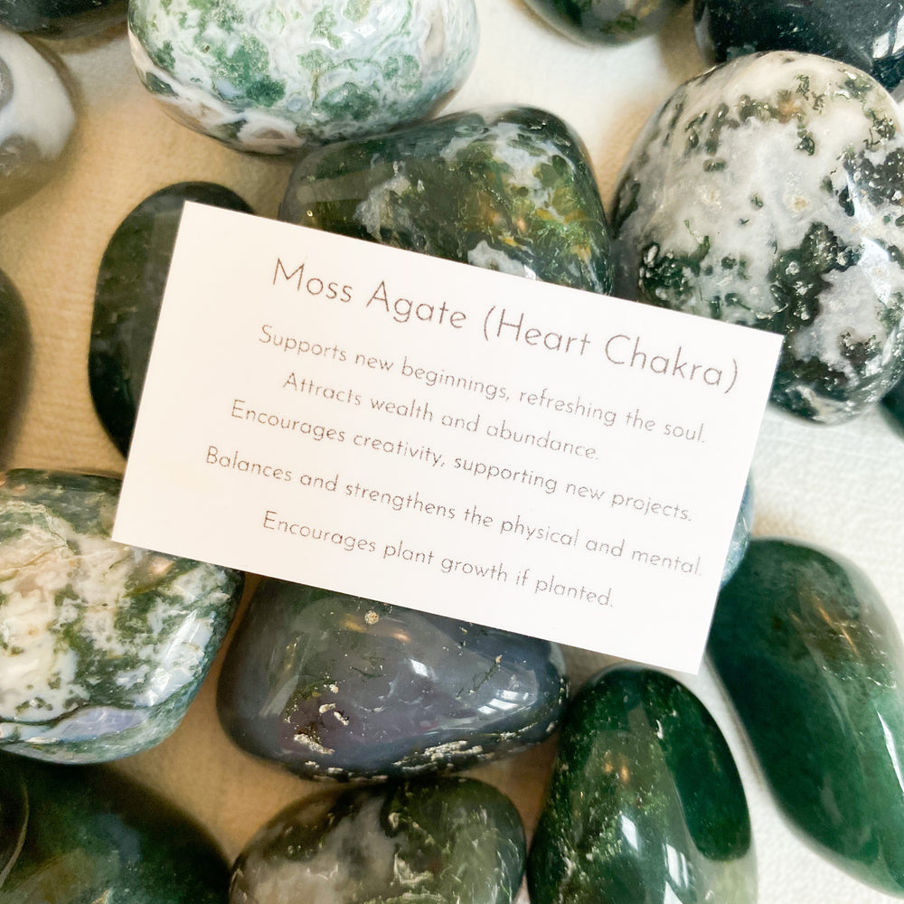 Green Moss Agate Crystal Tumble Stone for Prosperity and New Beginnings