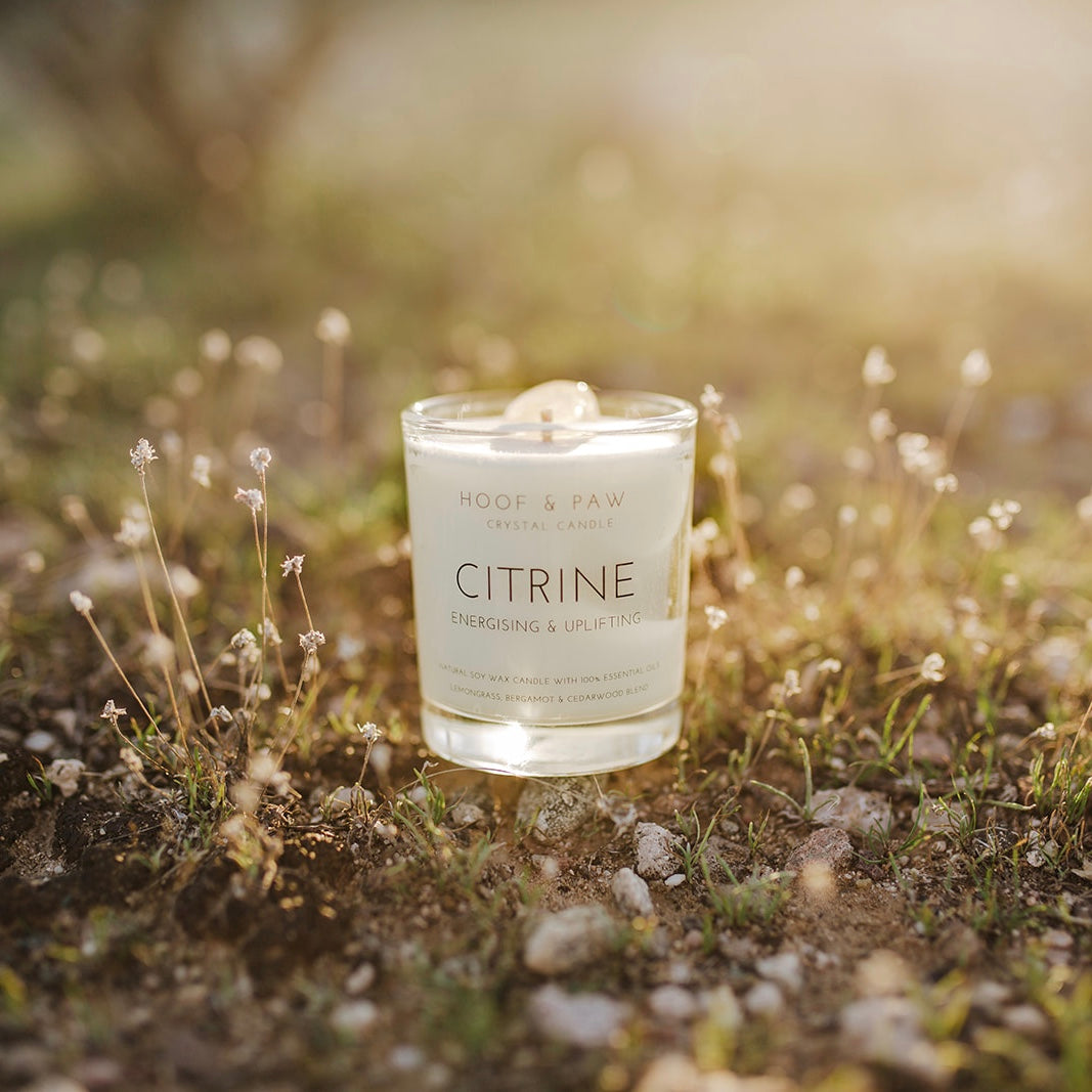 Citrine, Essential Oil, Travel Crystal Candle