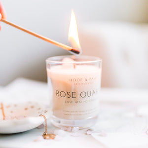 Rose Quartz, Essential Oil Travel Crystal Candle